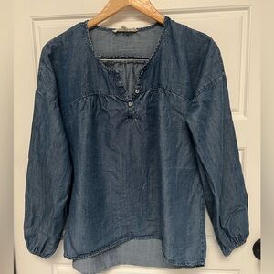 Love Stitch Casual Denim Blue Blouse for Women